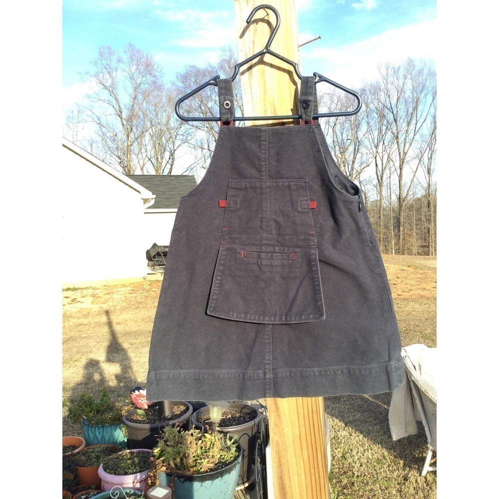 Zara little girls jumper dress size 3 cotton black pocket apron‎
